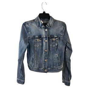 Maurice denim jean womens stretch jacket small new metal buttons new.